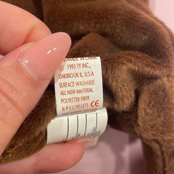 1993 Vintage Chocolate the Moose Ty Original Beanie Baby 9” PVC Pellets NWT EUC - Picture 9 of 9